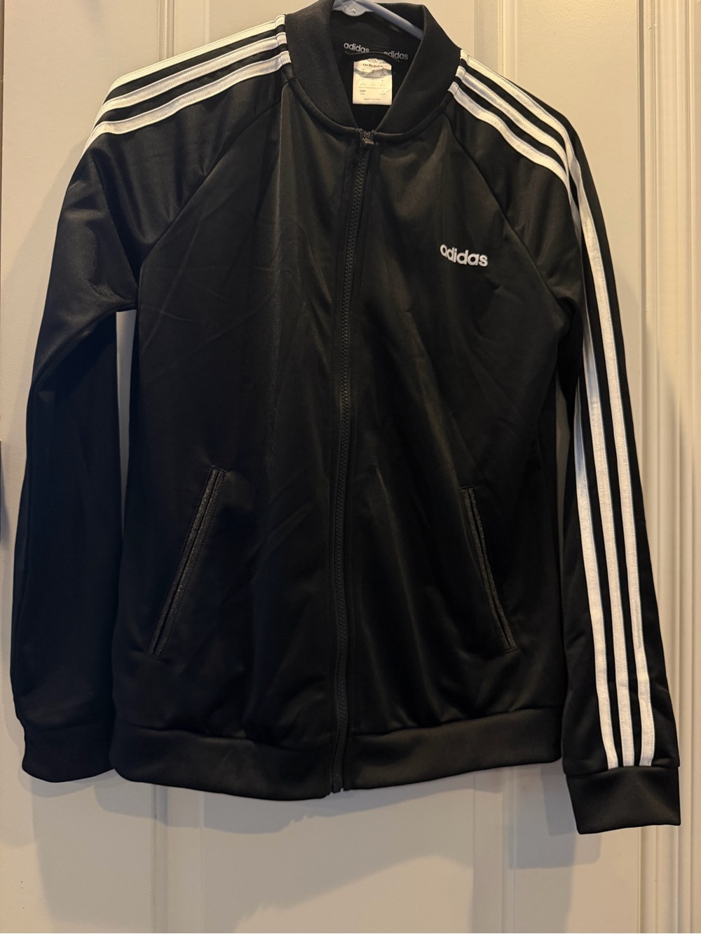adidas Black Jacket with White Logo Trim